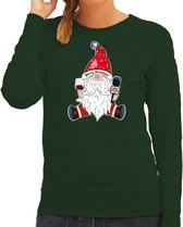 Bellatio Decorations foute kersttrui/sweater voor dames - karaoke gnoom - groen - kerstkabouter XL