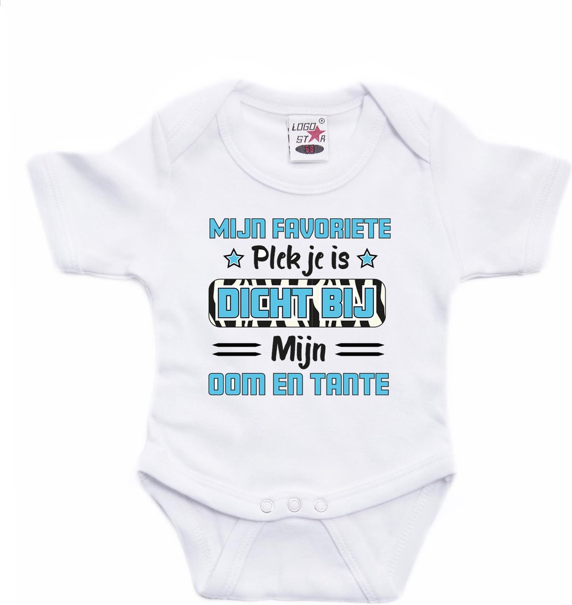 Bellatio Decorations baby rompertje - blauw - favoriete plekje - oom en tante - cadeau romper 68