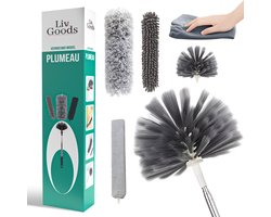 Livv goods® Telescopische Plumeau set met Telescoopsteel - 60 tot 250 cm - Uitschuifbaar - Ragebol - Duster - Stof - 5-Delige Schoonmaak Set