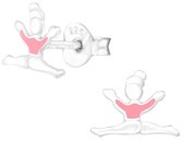 Joy|S - Zilveren ballerina oorbellen - 7 x 9 mm - turnster / danseres oorknoppen