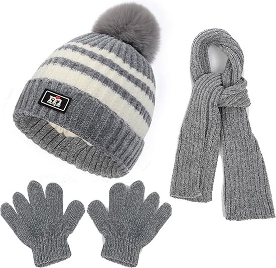 Ensemble de gants en tricot d'hiver, bonnet, écharpe, bonnet pour