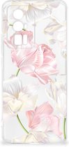 GSM Hoesje Geschikt voor Xiaomi Poco F5 Pro Back Case TPU Siliconen Hoesje Doorzichtig Mooie Bloemen