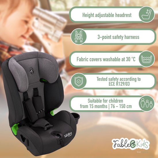 FableKids Autostoeltje 3 punts Veiligheidsharnas vanaf 15 M. voor