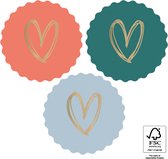 Stickers Goud Foil - 24 stuks - Stickers Multi - Heart Gold - Bright - Cadeauversiering - Cadeausticker - Sluitsticker