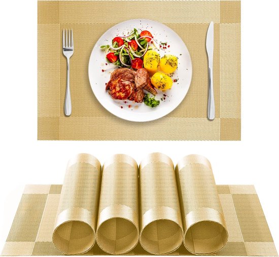 Placemat 4delige placemats PVC hittebestendig 45 x 30 cm antislip
