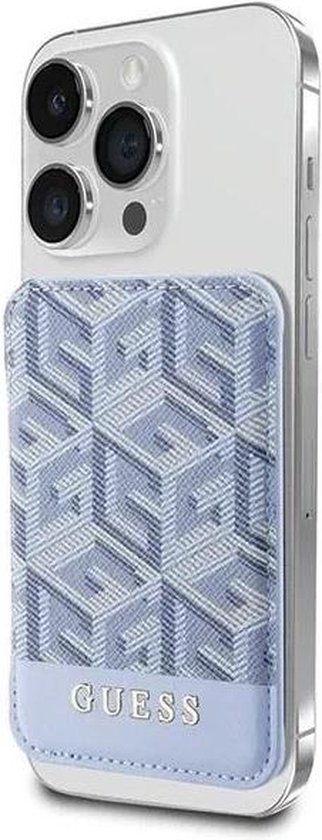 Guess G-Cube PU Leather Pasjes Houder - Compatible met Apple MagSafe toestellen - Blauw