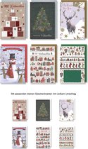 6 Weihnachtskarten mit Umschlag Set - Mit 6 passenden kleinen Geschenkkarten mit weißem Umschlag - Weihnachtskarte Klappkarten - A6 - Fröhliche Weihnachten - 12 Kerstkaarten met Duitse tekst