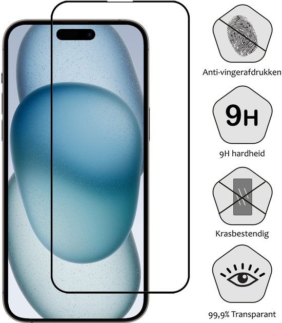 Protecteur d'écran en Glas Tempered Glass iPhone 15 Pro , couverture complète - 2 paquets