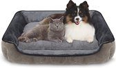 CALIYO Hondenmand - Kattenmand - L - 70x60 CM - Orthopedische Hondenmanden - Geschikt voor Honden/Katten tot 50 cm - Hondenkussens - Bruin/Grijs