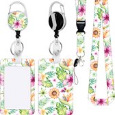 Pashouder set Summer Flowers - 4-delig - badgehouder - pashouder - keycord - telefooncord - passen, sleutels en telefoon