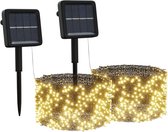 vidaXL - Lichtsnoeren - 2 - st - met - 2x200 - LED's - solar - binnen/buiten - warmwit