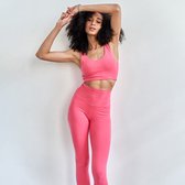 Ensemble de Yoga Samarali - Soutien- BH et leggings - Coral - XL | vêtements de yoga dames | legging de yoga taille haute | soutien-gorge de yoga | outfit de yoga | | durable| riche en coton| Certifié OEKO-Tex