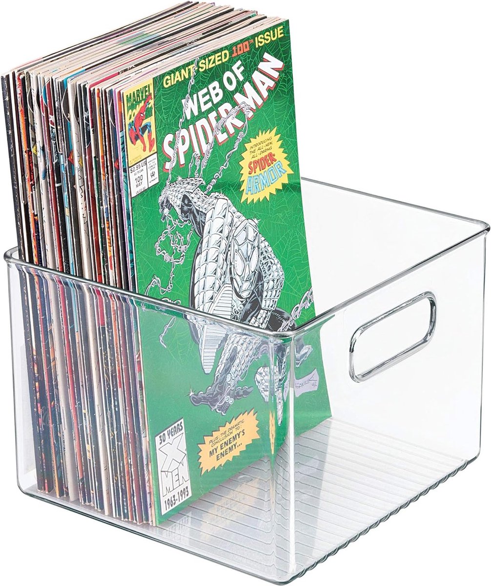 Leffis 3-pack stripboekopslag, stripboekdoos 15,5 X 7,5 X 11,3, inklapbare stripdoos met deksels voor 150 comics Heavy Duty stripboekcontainer