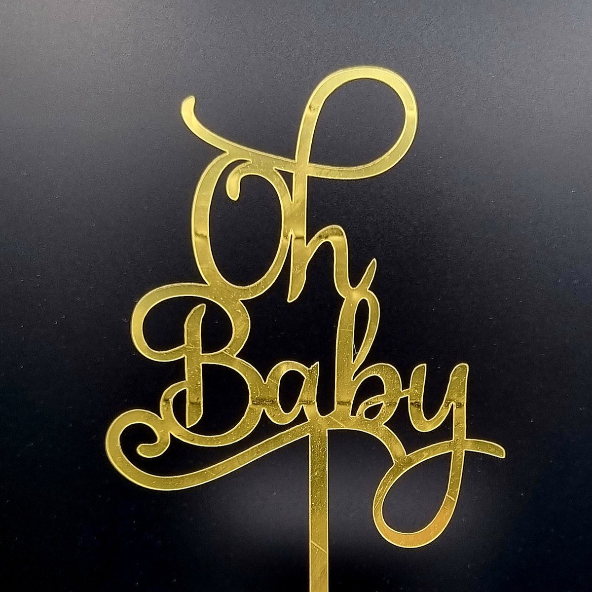 Oh Baby Taart Topper - Acryl - Goud - Babyshower - Gender reveal party - Boy or Girl