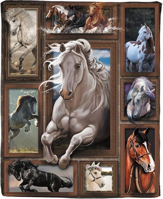 Couverture polaire - chevaux - flanelle - plaid - 130 x 150 cm