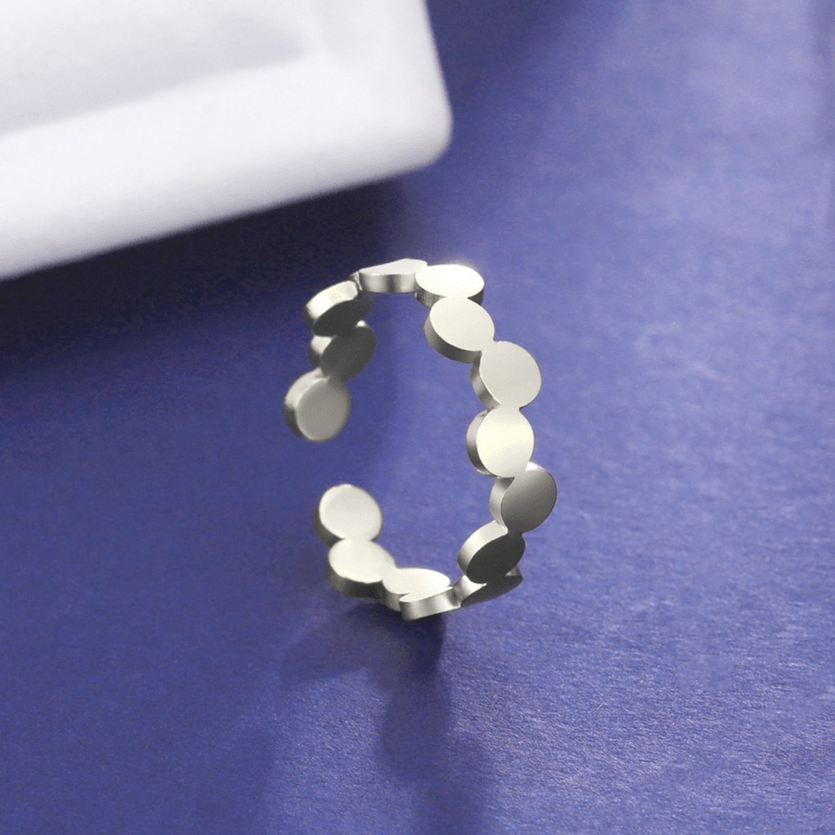 Silver Plated Round Circles Ring