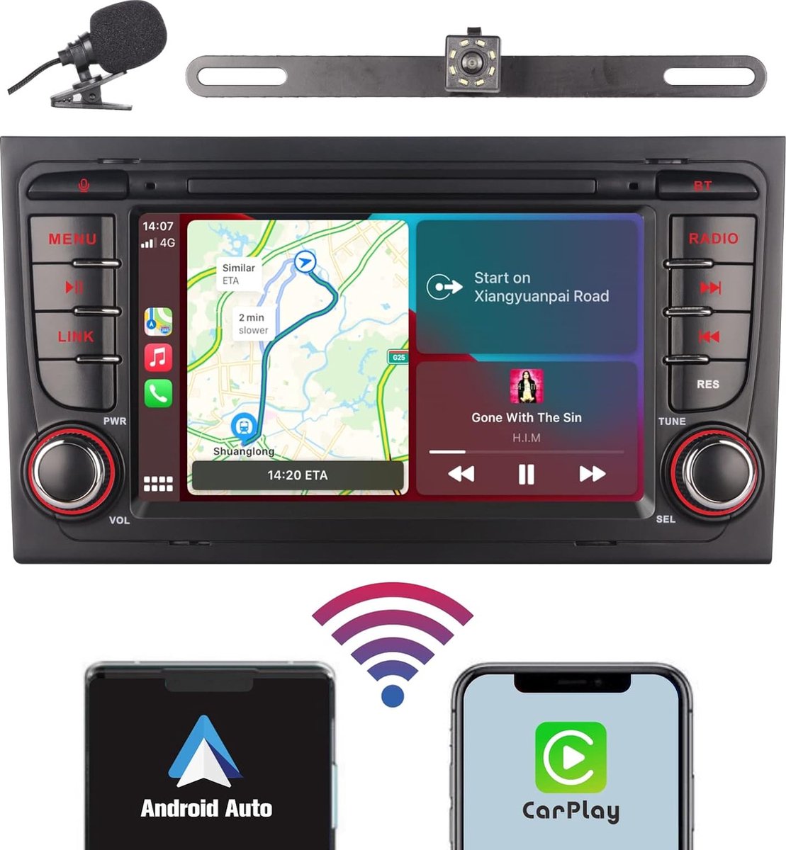 YZKONG - Audi A4/S4/RS4 (2003-2012) - Car Radio - Draadloze CarPlay & Android Auto - 7 inch Touchscreen