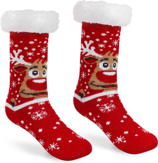 JAP Chaussettes de Noël avec antidérapantes - Chaussettes Rudolf le renne  -... | bol