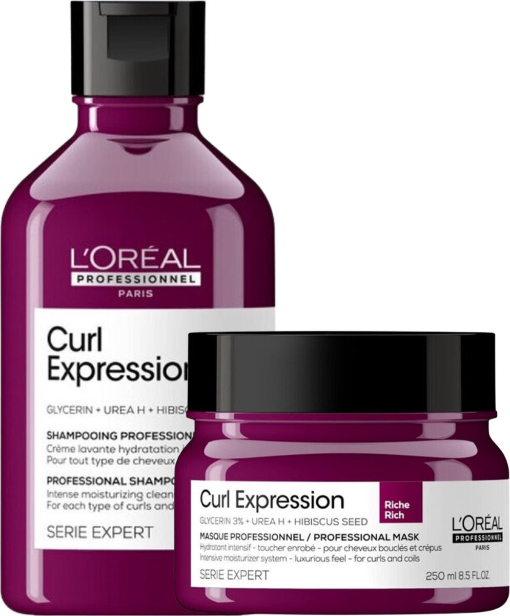 L’Oréal Professionnel CombiDeal - Curl Expression - Shampoo Hydraterend 300 ML & Intensief Hydraterend Masker 250 ML - voor krullend- of pluizend haar