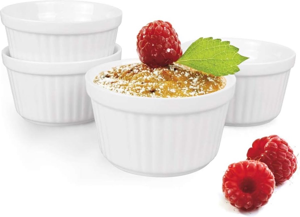 COM-FOUR® 6x Moules à soufflé - bols en céramique crème brûlée