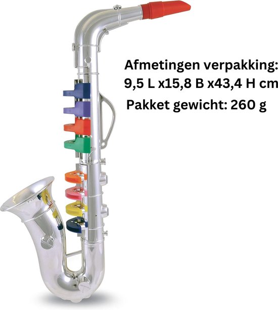 Saxophone - saxophone avec 8 touches/notes colorées. L. 415mm.