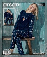 Arcan | Dames Fleece Pyjama Set | Lange Mouwen | 11115-39 NAVY | M