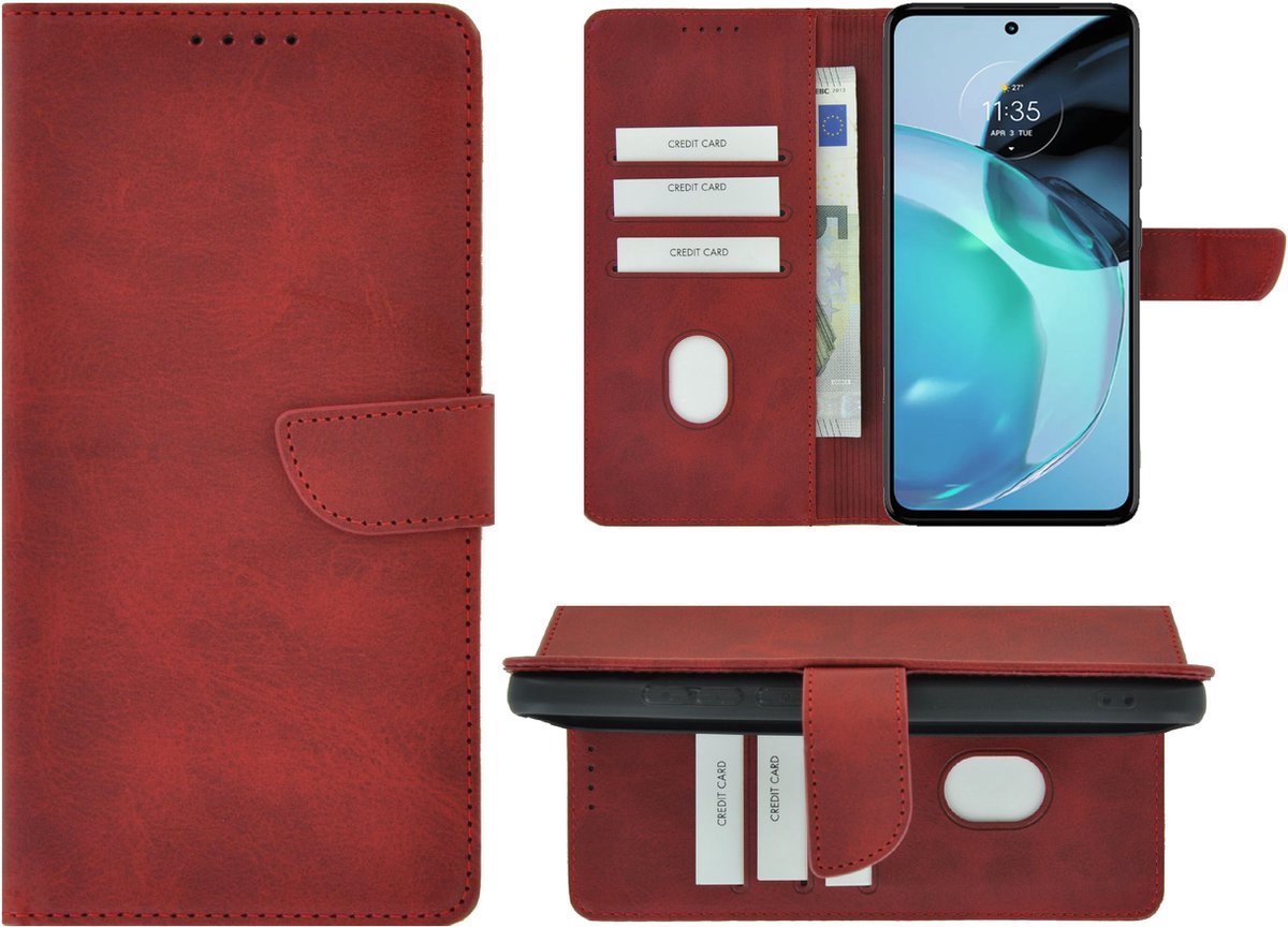 Pearlycase hoesje Geschikt voor Motorola Moto G54 - Kunstleer Book Case - Rood