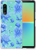 TPU Case voor Sony Xperia 10 V Flowers Blue