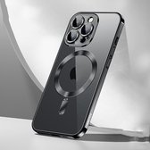 Sulada Soft case TPU en shockproof en lensbeschermer met magnetische ring voor de iPhone 15 Pro Max Zwart