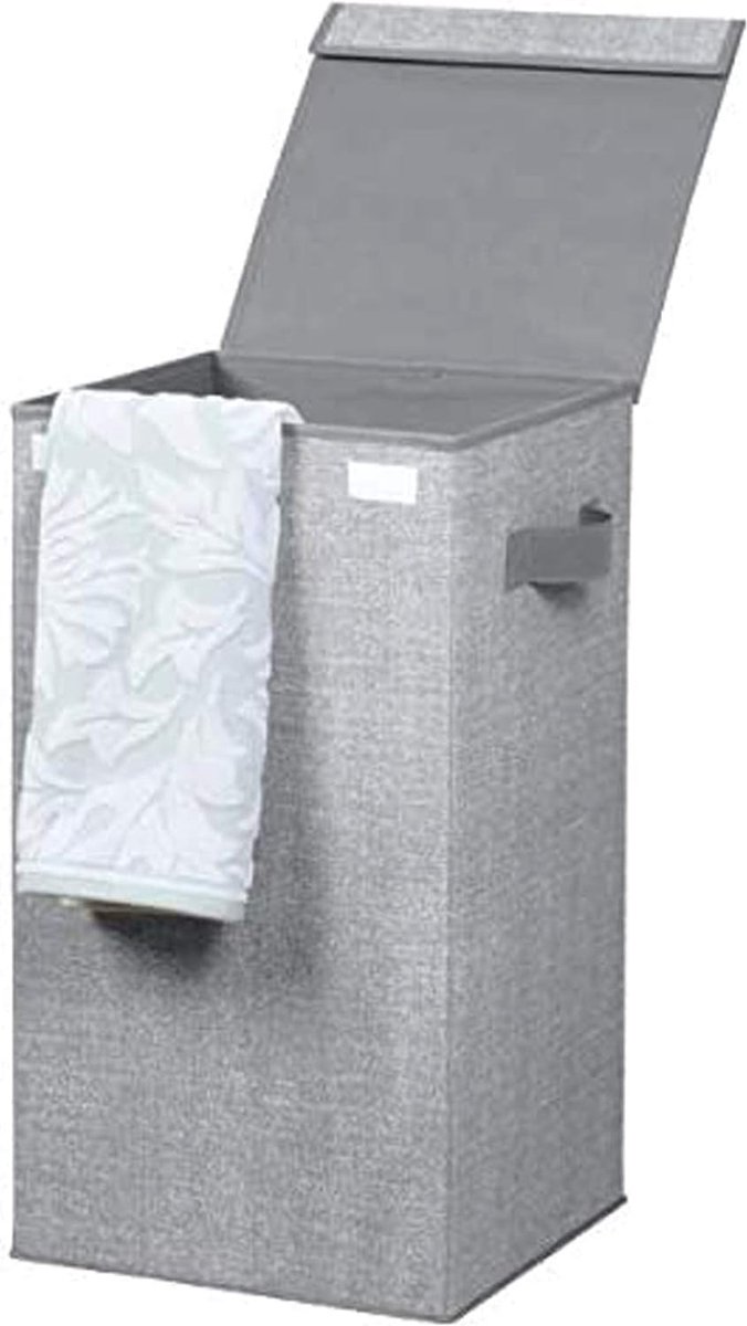 Wasmand met deksel grijs - Opvouwbare waszak - Ideale wasmand voor op reis - Plastic waskist