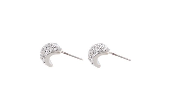 Boucles d'oreilles Behave - femme - boucles d'oreilles clous - couleur argent - demi-boucle d'oreille - avec pierres - 0,8 cm