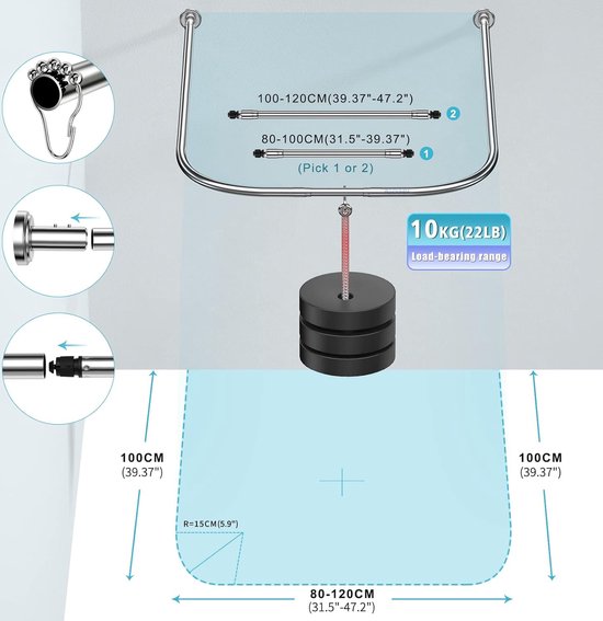 Douchegordijnstang bol