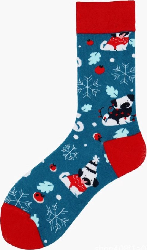 Kerst sokken, christmas, 2 PAAR, hond, dog, kado, kerst, maat 38-45, cadeautip!