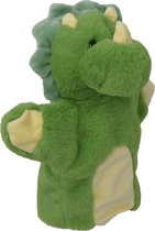 Knuffel handpop Dinosaurus - Groen - 20cm