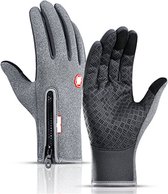 WVspecials Tech Fleece Handschoenen Grijs XL - Waterdichte Touchscreen handschoenen - winter - Scooter / Fiets / Wandelen - Heren en Dames - Sport - Touchscreen - Maat XL - Zwart \ Rood - Sinterklaas - Kerst