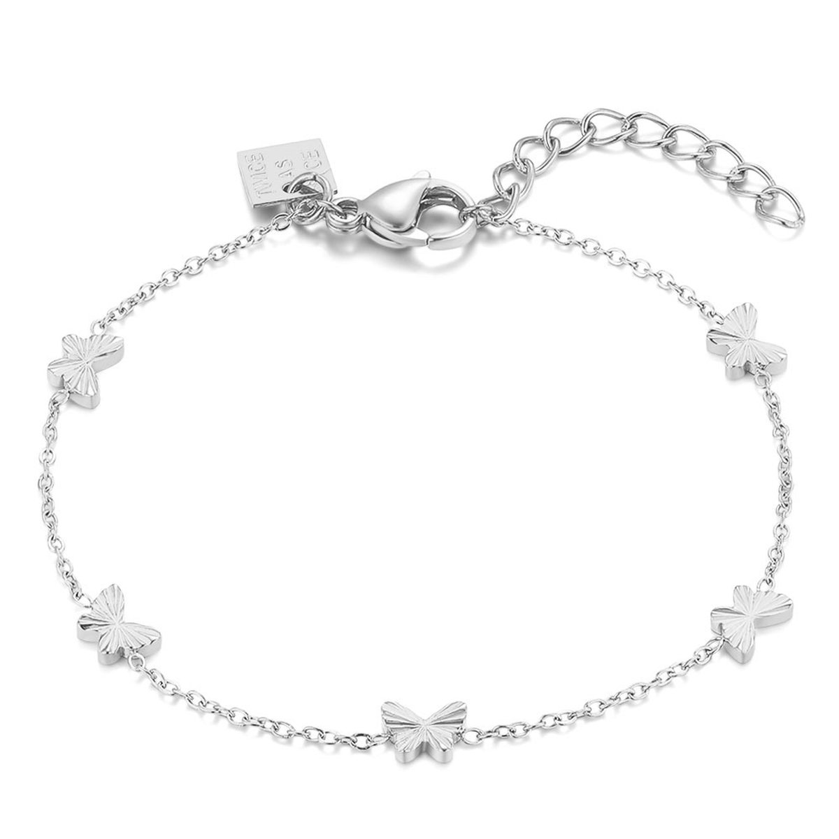 Twice As Nice Armband in edelstaal, vlindertjes 16cm+3cm