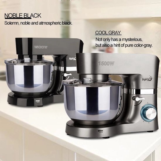 Mixer Met Mengkom - Deegmachine - Deegmixer - Kneedmachine - Met Kom - 1500W - Zwart — afbeelding 2