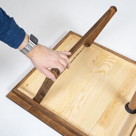 Rustiq 70x120x35cm inklapbare picknick tafel – Vouwbare campingtafel – Handgemaakte houten tafel – Kampeertafel – Terrastafel – Buiten eten en zitten – Wood - Walnoot — afbeelding 4