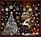 Kerstraamstickers, 8 vellen, kerstboom, rendier, verwijderbare kerstdecoraties, dubbelzijdige muurstickers, voor thuis en winkel