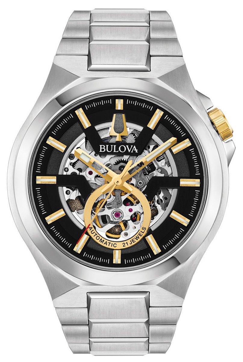 Bulova Maquina Horloge - Bulova heren horloge - Zilver - diameter 46 mm - roestvrij staal