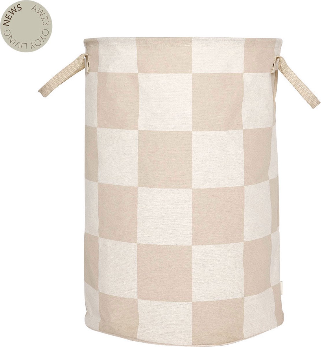 OYOY Chess wasmand/Laundry basket met blokken L - Clay/Off White