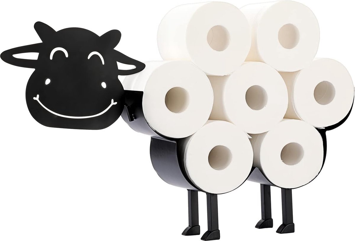 Zwarte metalen toiletpapierhouder wc-rolhouder papierhouder toiletrolhouder wandmontage rundvorm decoratie voor badkamer
