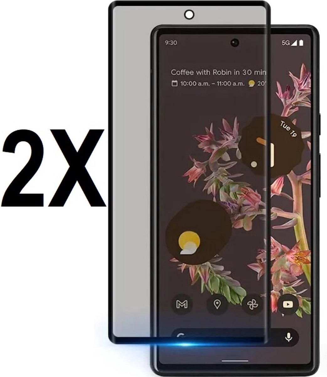 Screenz® - PRIVACY Screenprotector geschikt voor Google Pixel 8 Pro - Tempered glass Screen protector geschikt voor Google Pixel 8 Pro - Beschermglas - Glasplaatje transparant - 2 stuks