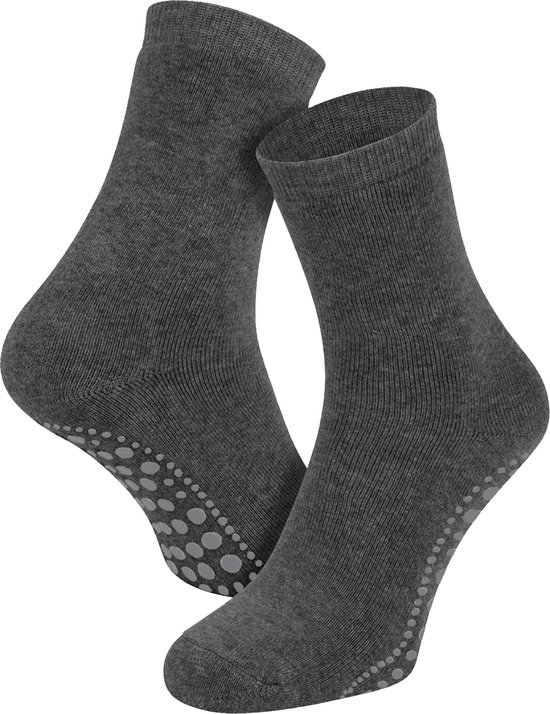 3 Paar Huissokken anti slip - Antislip sokken - Gripsokken - Full Terry - Volledig Badstof - ABS - Zwart/Grijs/Blauw - Maat 39-42 - Merkloos