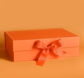 Coffret Cadeau - GRAND ENSEMBLE - BOITE + SAC - ORANGE - 26*19*8 CM - 32*11.5*28 CM - Carton Laminé - avec RUBAN - Boîte Pliante - Packaging - Sham's Art