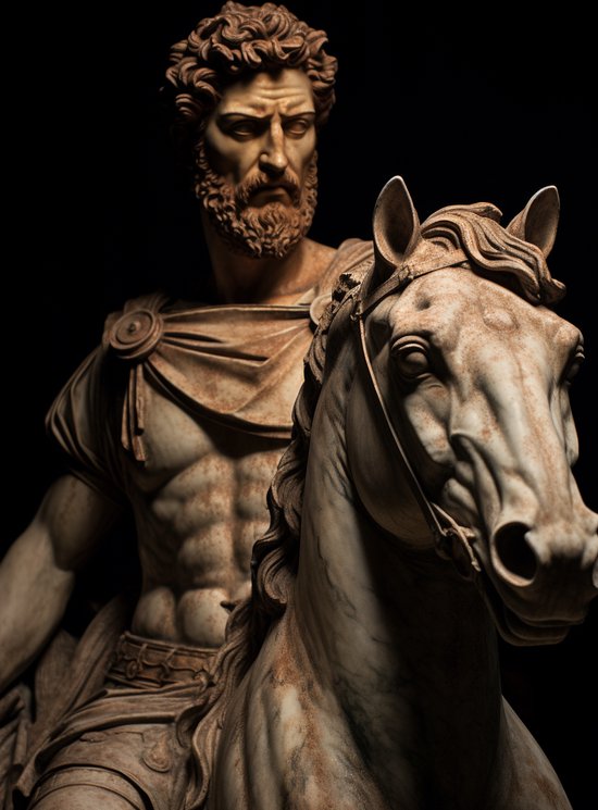 Marcus Aurelius Poster | Standbeeld Poster | Romeinse Keizer | Meditations | 51x71cm | Wanddecoratie | Muurposter | AZ | Geschikt om in te lijsten