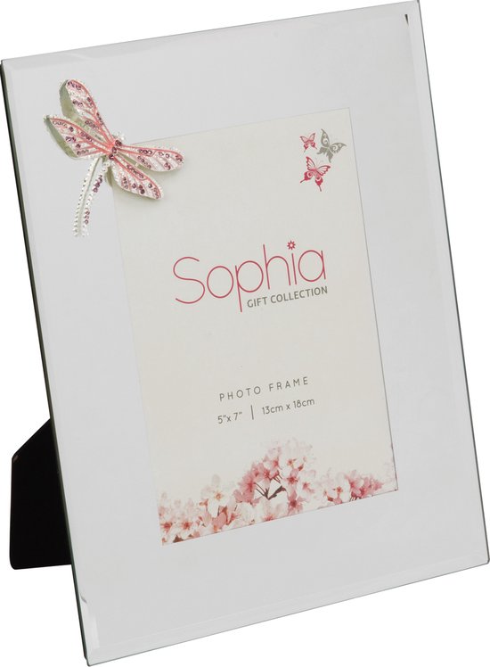 Fotolijst spiegelglas met roze libelle van de Sophia collectie