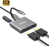 DirectGoods 4-in-1 USB-C Dual HDMI Hub – USB-C Naar HDMI Adapter – Dual HDMI Adapter – Voor 2 Schermen – 1 x USB 3.0 – 2 x HDMI 4K@60hz