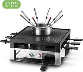 Solis Combi Grill 3 in 1 796 Gourmetstel 8 personen - Raclette en Fondueset - Zilver/Zwart