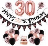 Verjaardag Ballon 30 | Snoes Chique de Frique - Feestpakket | Rose en Zwart
